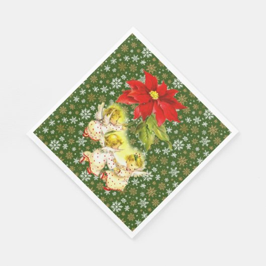 Dancing Baby Angels mit Snowflakes Serviette (Ecke)