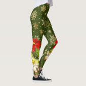 Dancing Baby Angels on Green mit Gold Snowflakes Leggings (Rechts)
