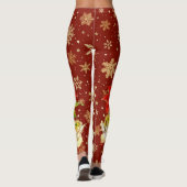 Dancing Baby Angels on Red mit Gold Snowflakes Leggings (Rückseite)