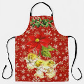 Dancing Baby Angels on Red mit Snowflakes Schürze (Vorderseite)