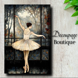 Dancing Ballerina Window Light Vintag Decoupage Seidenpapier