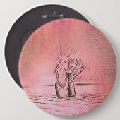 Dancing Ballet Shoes Pink Ballerina Button (Vorne & Hinten)