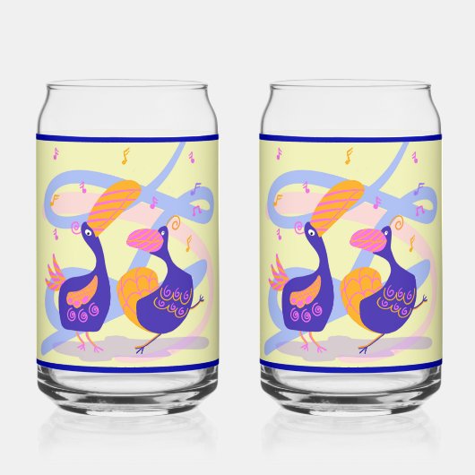 Dancing Beak Birds Soda Glass Dosenglas (Vorderseite)