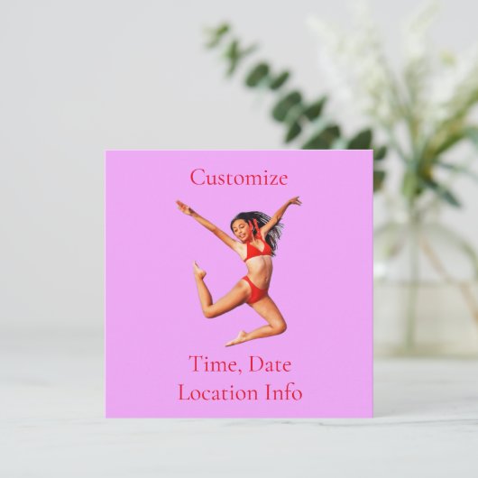 Dancing Bikini Model Thunder_Cove Einladung (Stehend Vorderseite)