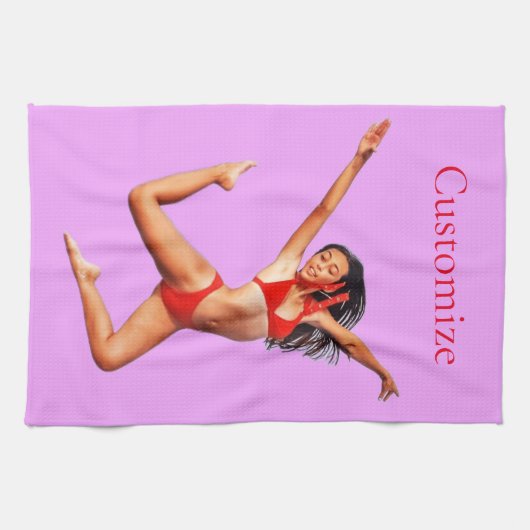 Dancing Bikini Model Thunder_Cove Geschirrtuch (Horizontal)