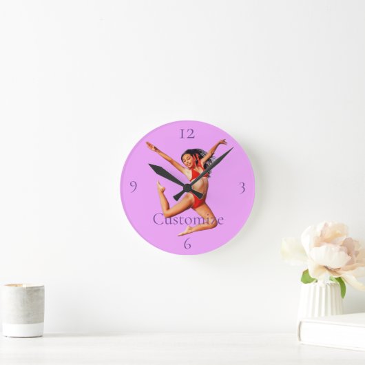 Dancing Bikini Model Thunder_Cove Runde Wanduhr (Zuhause)