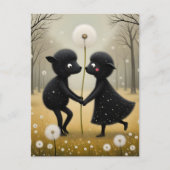 Dancing Black Sheep in Dandylions Postkarte (Vorderseite)