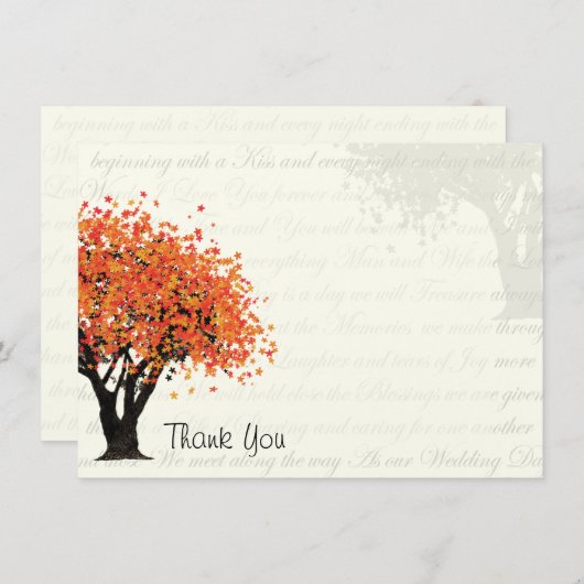 Dancing Blooms Autumn Tree Danke Flat Card (Vorne/Hinten)