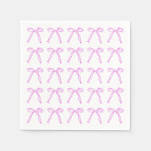 Dancing Bows Cocktail Napkin, Party Rosa