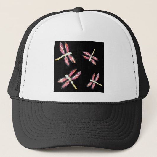 Dancing Bugs Pink Dragonfly Truckerkappe (Vorderseite)