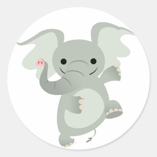 Dancing Cartoon Elephant Sticker (Vorderseite)