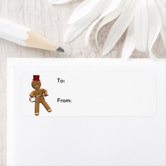Dancing Cartoon Gingerbread Man Gift Labels (Insitu)