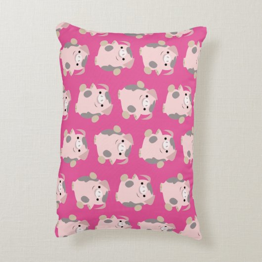Dancing Cartoon Pig Repeat Pattern Accent Pillow Dekokissen (Rückseite(Vertikal))