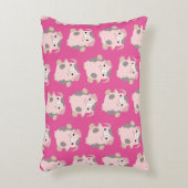 Dancing Cartoon Pig Repeat Pattern Accent Pillow Dekokissen (Vorderseite(Vertikal))