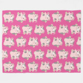 Dancing Cartoon Pig Wiederholung Muster Fleece Bla (Vorderseite (Horizontal))