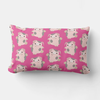 Dancing Cartoon Pig Wiederholung Muster Lumbalkiss Lendenkissen