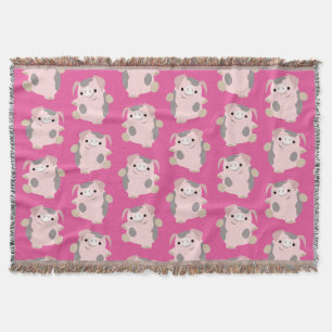 Dancing Cartoon Pig Wiederholung Muster Schulterde Decke