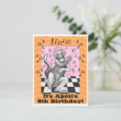Dancing Cat Niedliche Geburtstag Einladungskarte (Stehend Vorderseite)