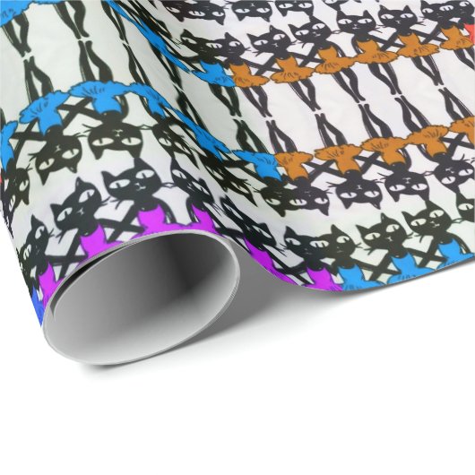 Dancing Cats Wrapping Paper Geschenkpapier (Rolleneckpunkt)