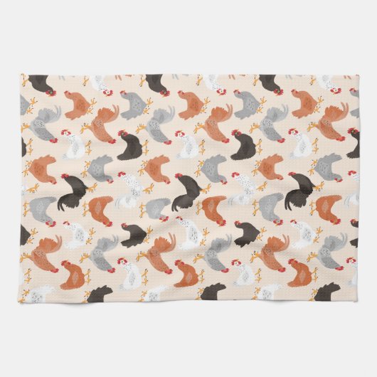 Dancing Chickens Muster Geschirrtuch (Horizontal)