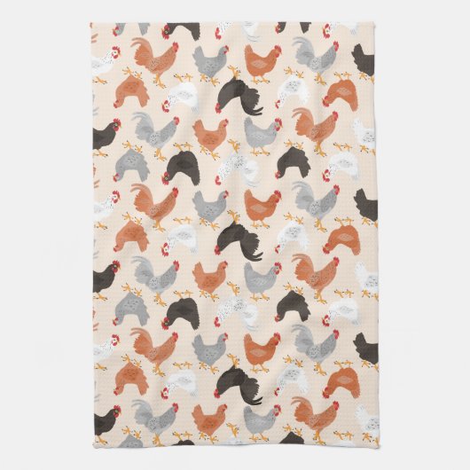 Dancing Chickens Muster Geschirrtuch (Vertikal)