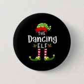 Dancing Christmas Elf Matching Pajama X-mas Party Button (Vorderseite)