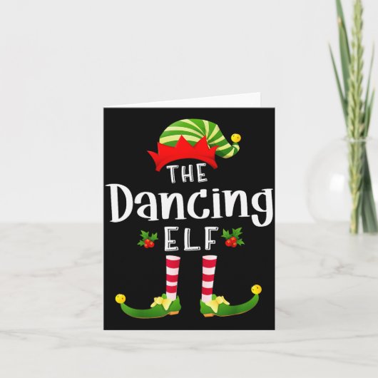 Dancing Christmas Elf Matching Pajama X-mas Party  Karte (Vorderseite)