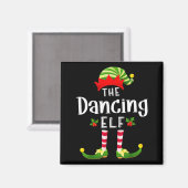 Dancing Christmas Elf Matching Pajama X-mas Party Magnet (Vorderseite/Rückseite)