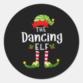 Dancing Christmas Elf Matching Pajama X-mas Party  Runder Aufkleber (Vorderseite)