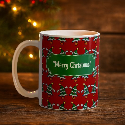 Dancing Christmas Trees Merry Christmas! Pattern Kaffeetasse