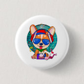 Dancing Corgi Kawaii Niedlich Button (Vorderseite)