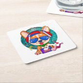 Dancing Corgi Kawaii Niedlich Rechteckiger Pappuntersetzer (angewinkelt)