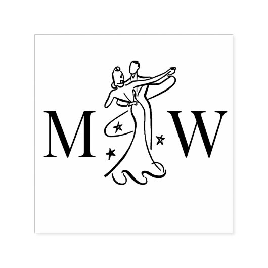 Dancing Couple #1 Wedding 2 Initial Monogram Permastempel (Design)