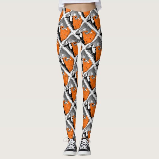 Dancing Couple Ballroom Retro Print Leggings (Vorderseite)