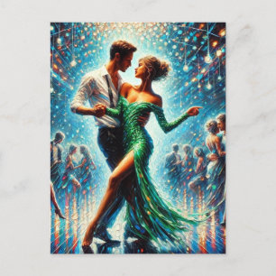 Dancing Couple in der Diskothek Postkarte