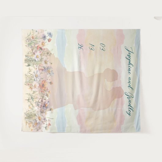 Dancing Couple Personalized Wedding Backdrop Wandteppich (Vorderseite (Horizontal))