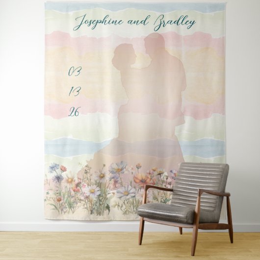 Dancing Couple Personalized Wedding Backdrop Wandteppich (Beispiel)