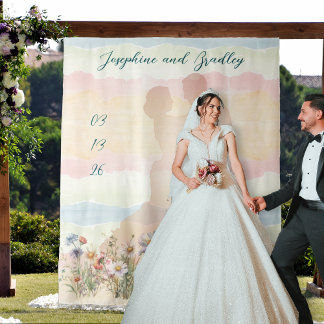 Dancing Couple Personalized Wedding Backdrop Wandteppich