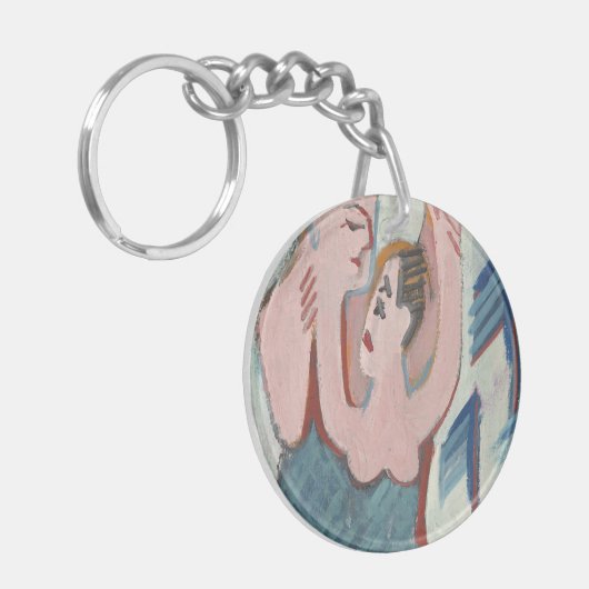 Dancing Couple Romantic Customizable Round Acrylic Schlüsselanhänger (Vorderseite links)