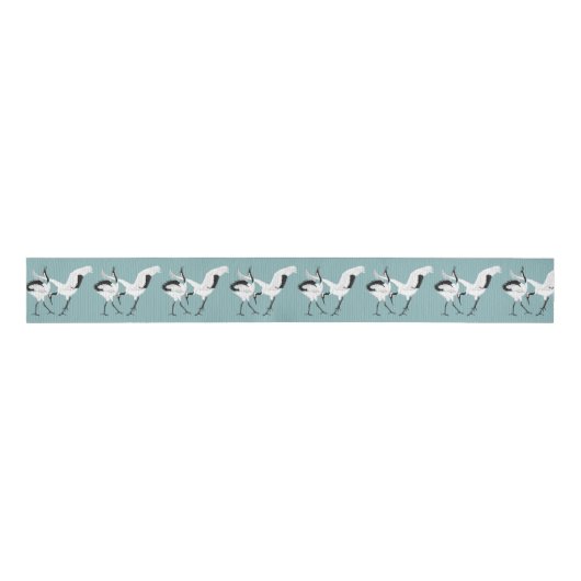 Dancing Cranes Grosgrain Ribbon Ripsband (Vorderseite)