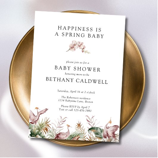 Dancing Cranes Spring Orchids Kinderdusche Einladung