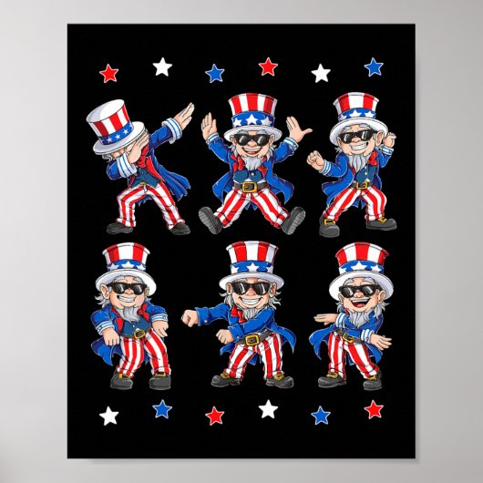 Dancing Dabbing Onkel Sam 4. Juli Jungs Mädchen K Poster (Vorne)
