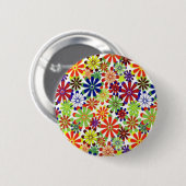 Dancing Daisies Retro Design Button (Vorne & Hinten)