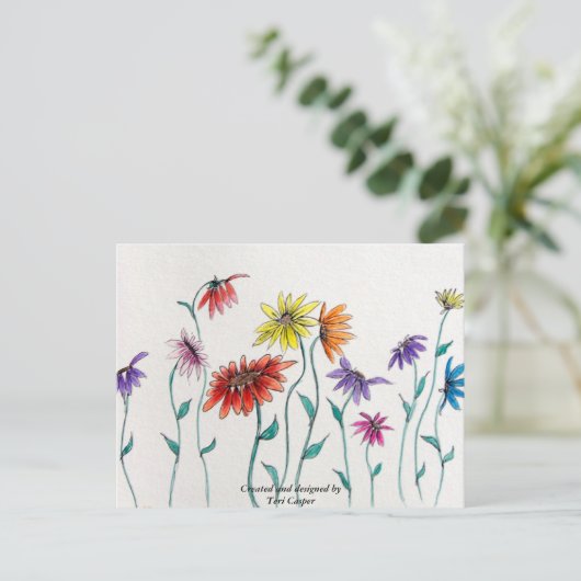 Dancing Daisy Postcard Postkarte (Stehend Vorderseite)