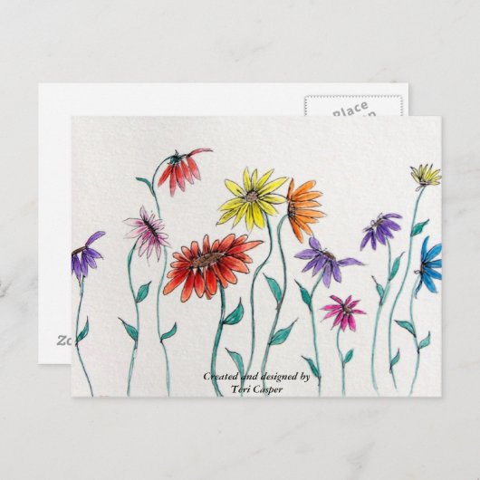 Dancing Daisy Postcard Postkarte (Vorne/Hinten)