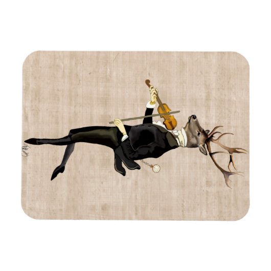 Dancing Deer mit Violine 2 Magnet (Horizontal)