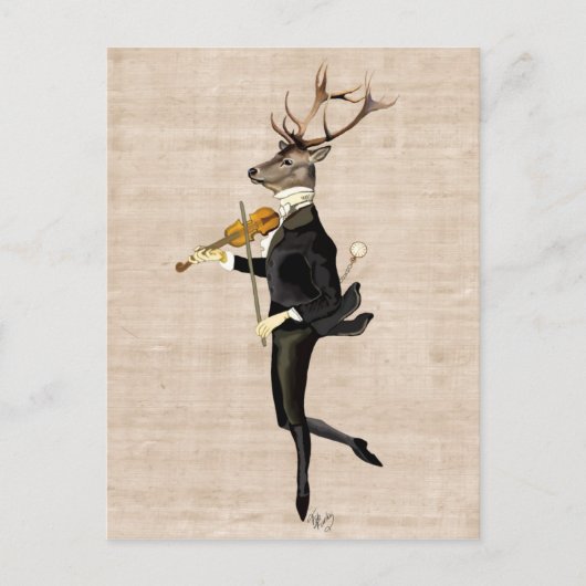 Dancing Deer mit Violine 2 Postkarte (Vorderseite)