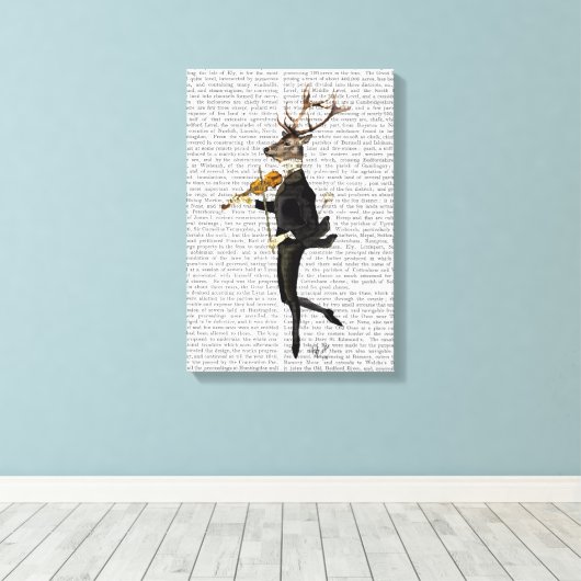 Dancing Deer mit Violine Leinwanddruck (Insitu (Holzboden))