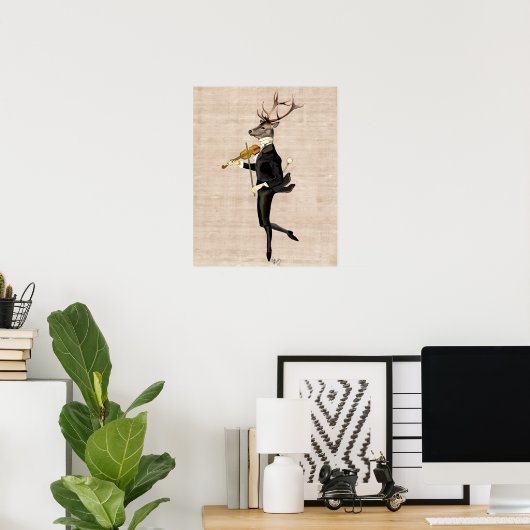 Dancing Deer mit Violine Poster (Heimbüro)