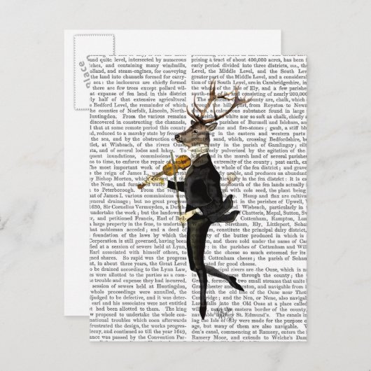 Dancing Deer mit Violine Postkarte (Vorne/Hinten)